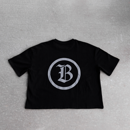 BARDO CLUB Boxy Cropped T-Shirt Black